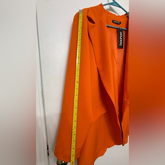 NWT Boohoo Made in Italy Bold Orange Women's Blazer Size 10 - Picture 6 of 8